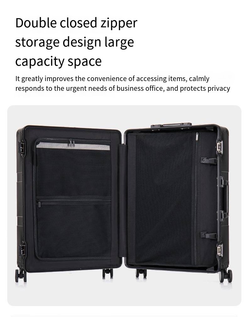 全铝镁合金材质，铝合金框架，带万向轮的行李箱，20英寸高端登机箱，24英寸商务拉杆箱