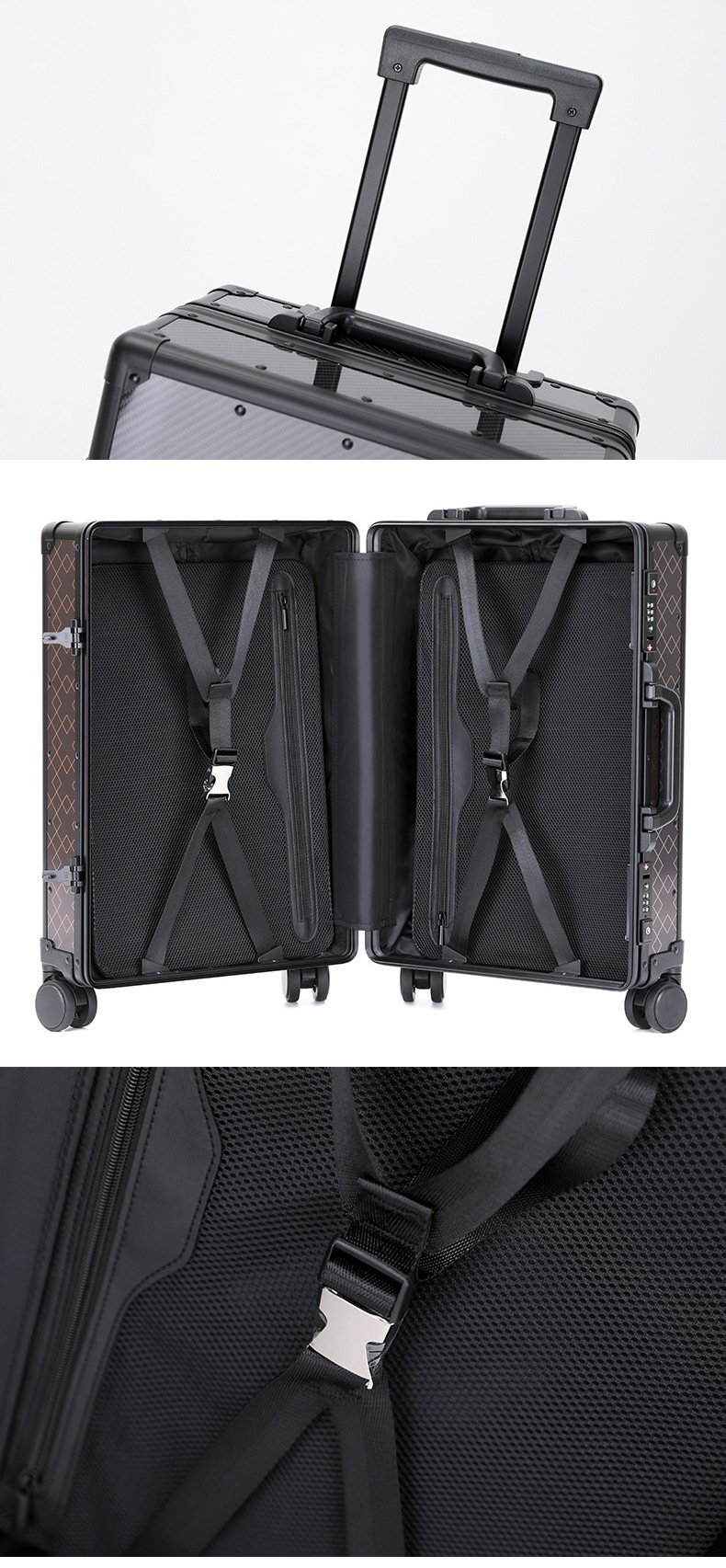 brand new all carbon fiber suitcase with ultra light handle shell, high end 20 inch carry on suitcase custom travel case