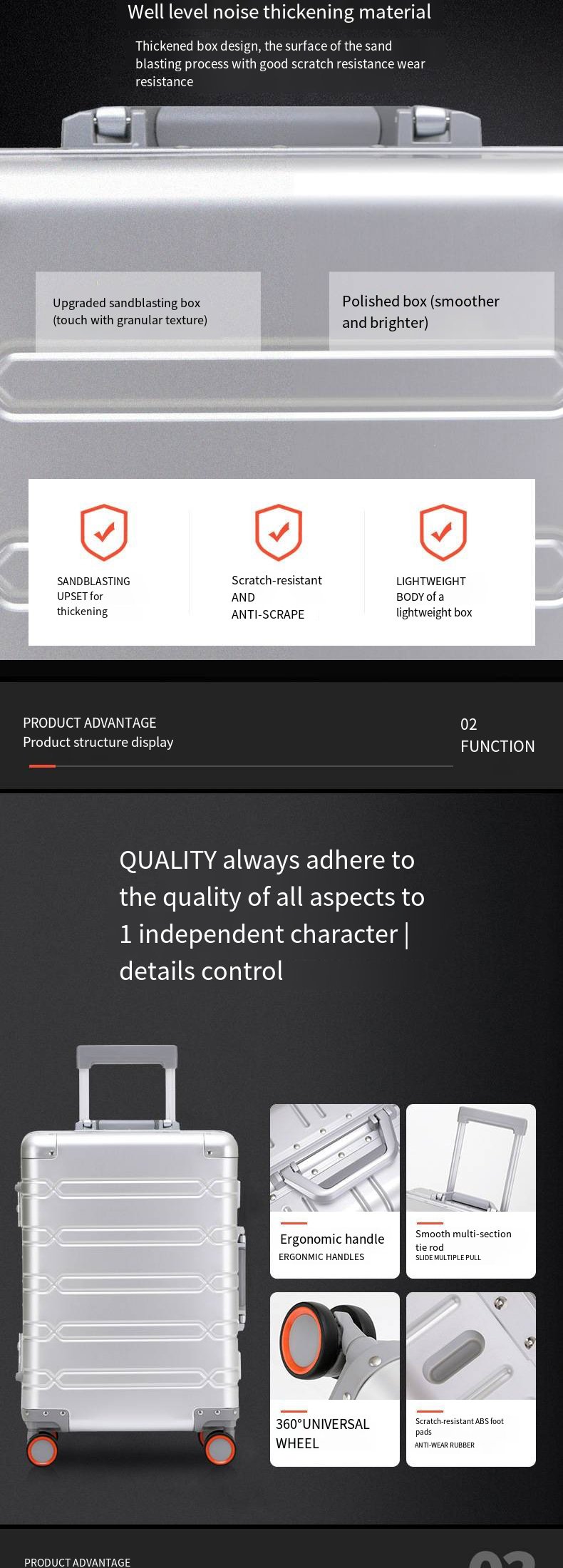 High-end all-aluminum-magnesium alloy suitcases, hard-shell suitcases with handles, anti-theft suitcases and carry-on suitcases 终极全铝镁合金行李箱,硬壳带部分行李箱,防盗行李箱和全套行李箱