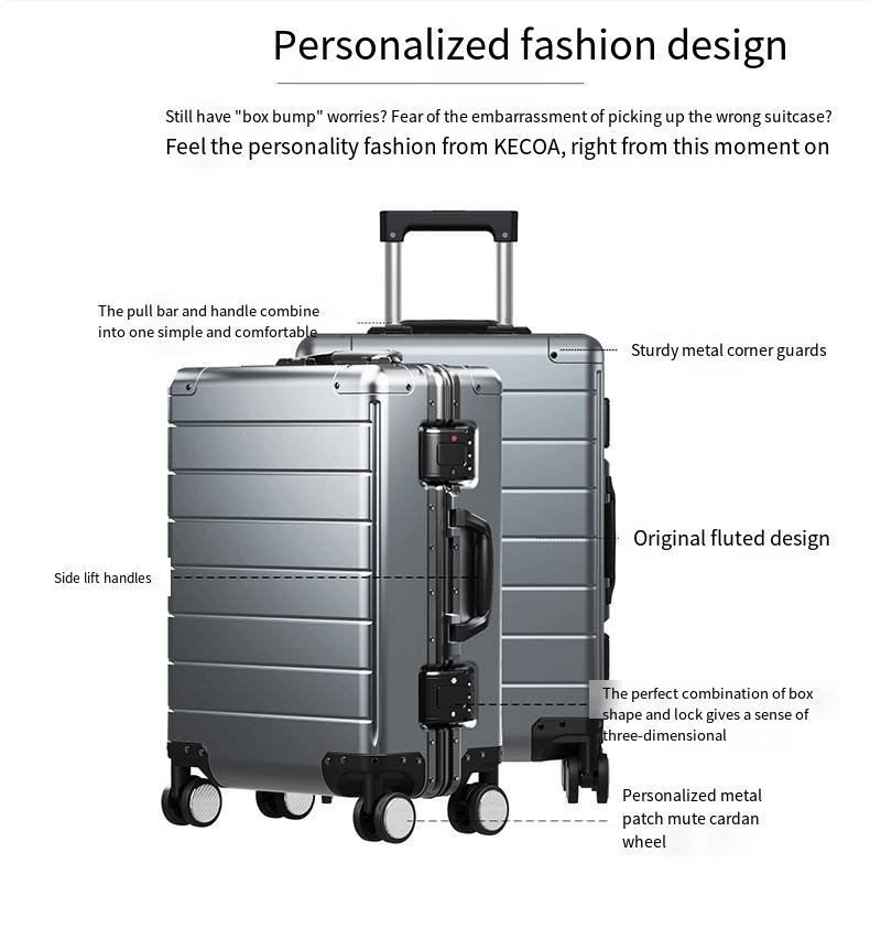 新款时尚铝镁合金商务旅行手提行李箱