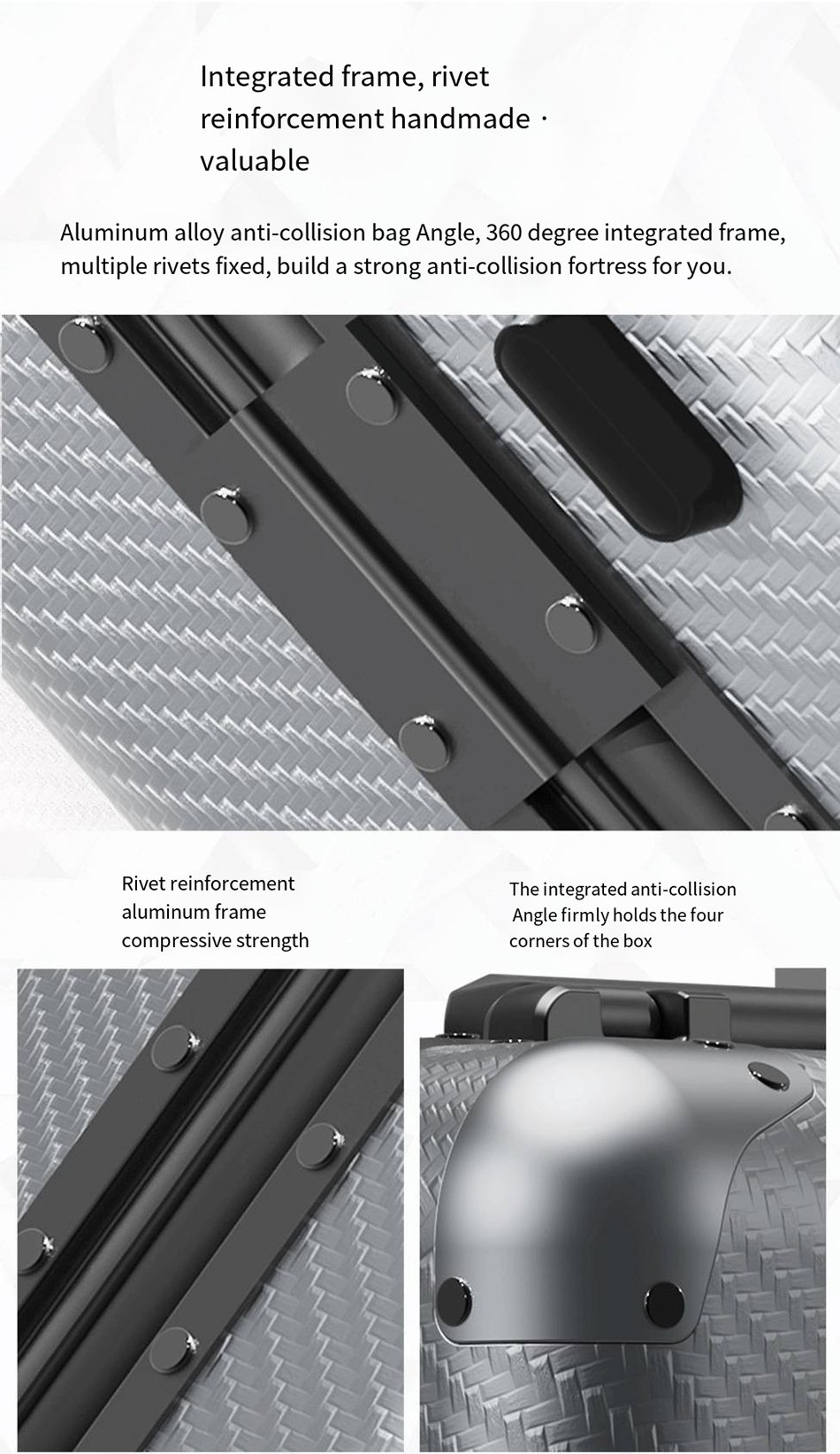 全铝镁合金男士商务旅行箱，带旋转轮，适合旅行随身携带。