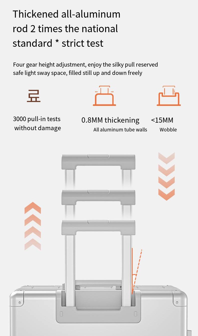 全铝镁合金材质，铝合金框架，带万向轮的行李箱，20英寸高端登机箱，24英寸商务拉杆箱