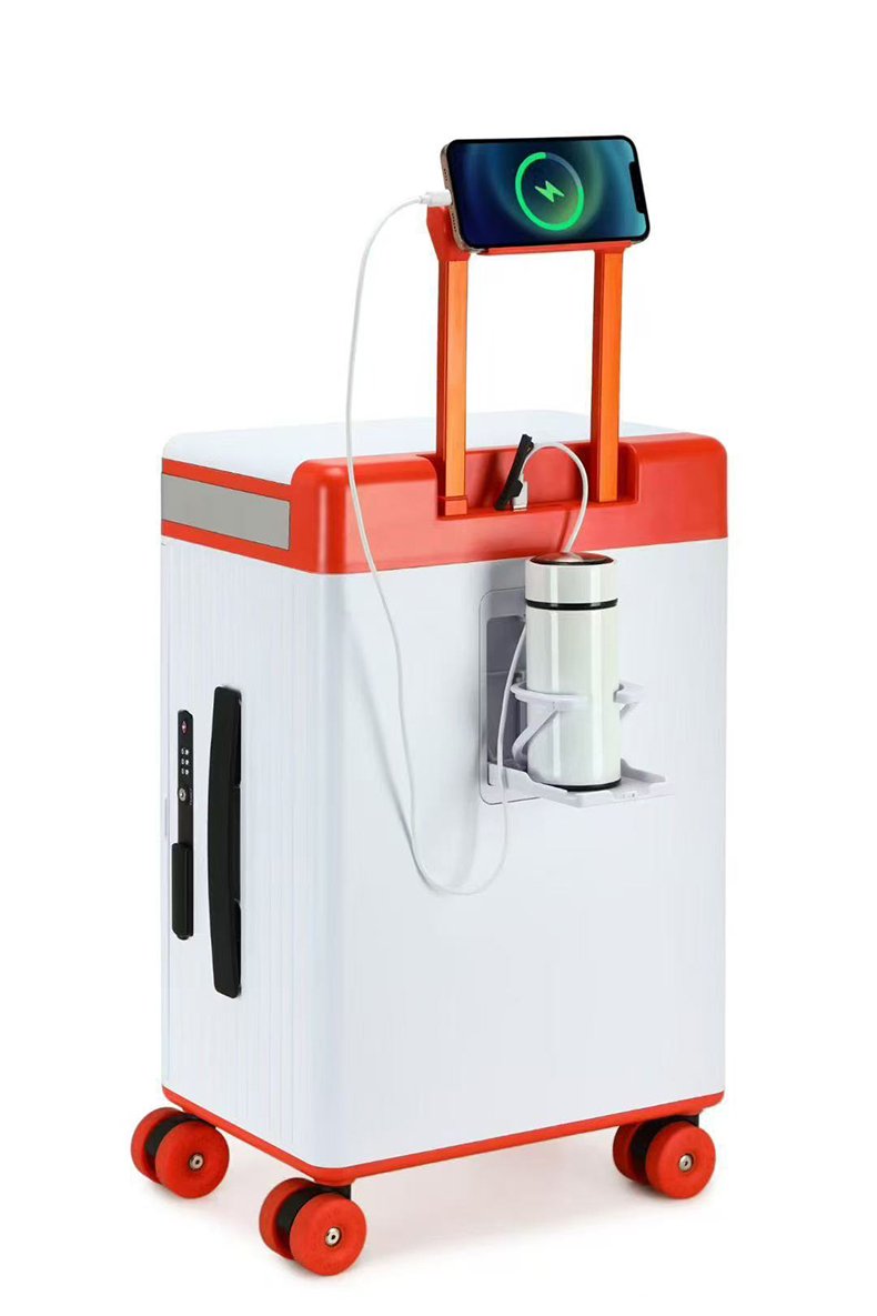 新款大容量化妆镜行李箱，20英寸旋转轮旅行拉杆箱，多功能TSA登机密码盒