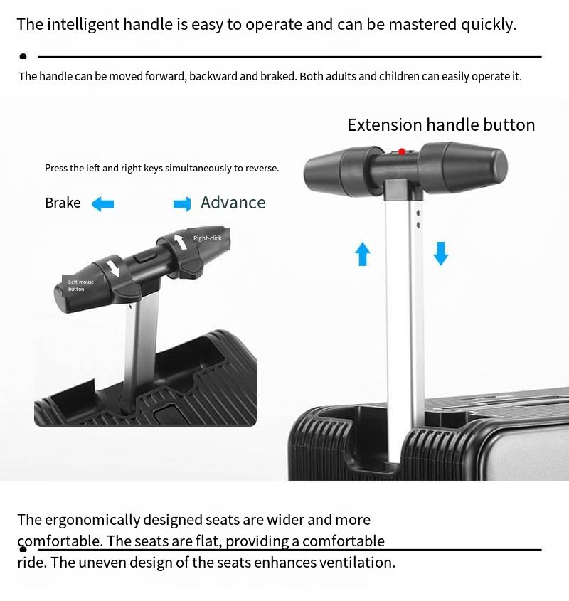 智能电子自行车行李箱，航空认证20英寸旅行行李箱，成人移动旅行行李箱