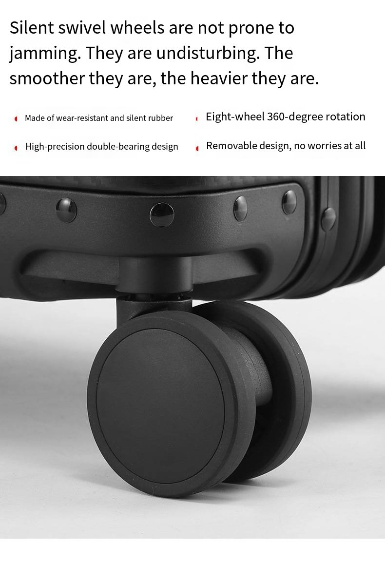 一款新型碳纤维纹理铝合金行李箱，采用铝合金框架，轻便易携，适合旅行。