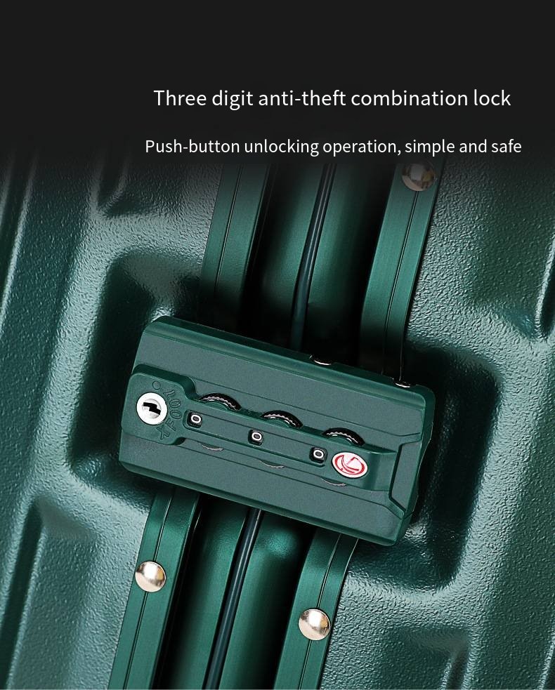 一款带锁ABS合金框架和硬质万向轮的盒子，适合女孩旅行携带。