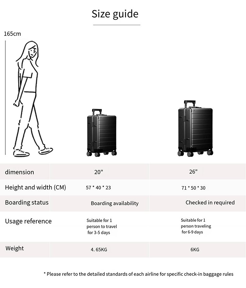 新款时尚铝镁合金商务旅行手提行李箱