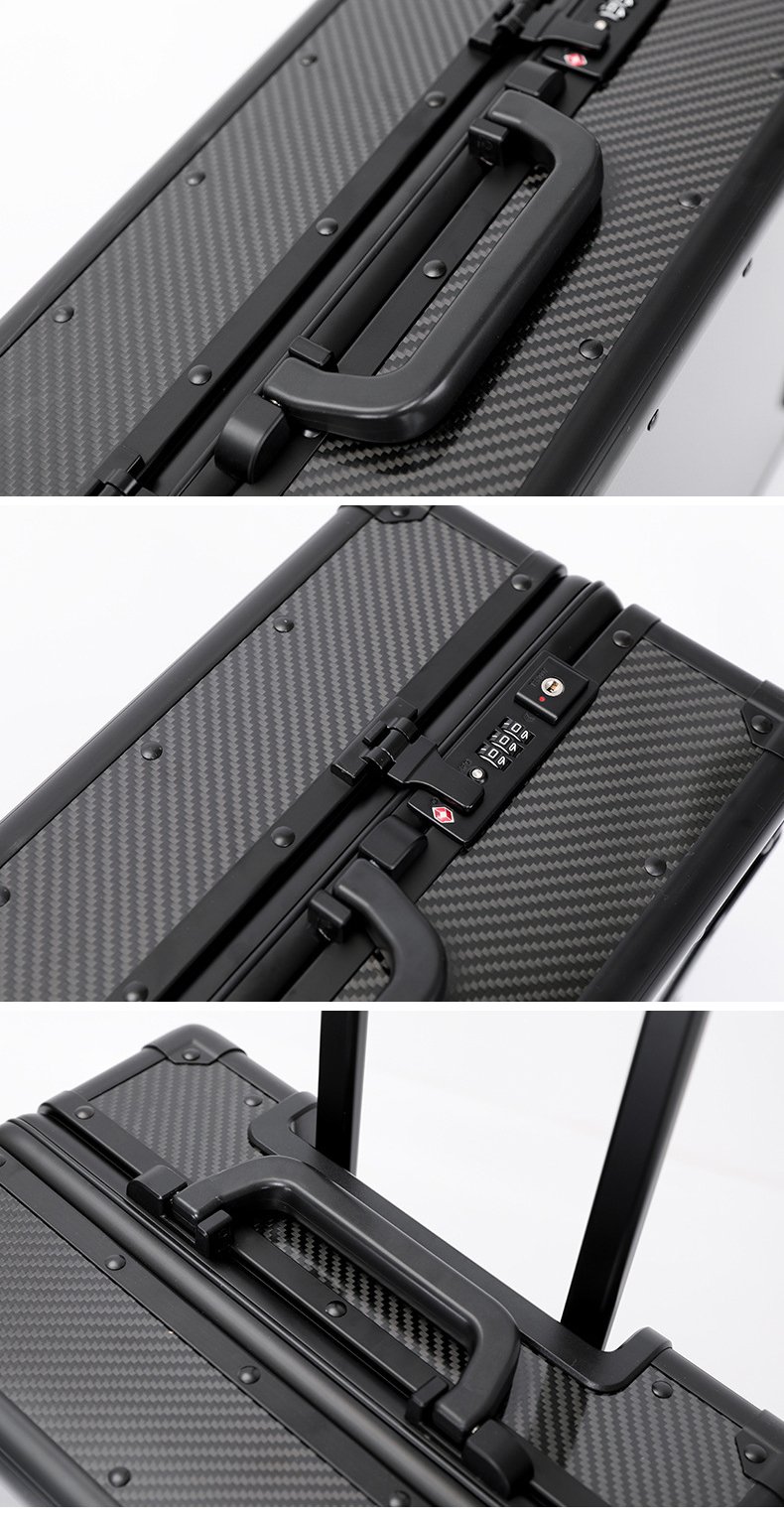 brand new all carbon fiber suitcase with ultra light handle shell, high end 20 inch carry on suitcase custom travel case