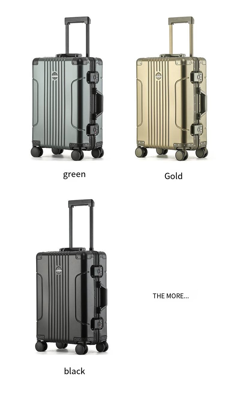 全铝镁合金拉杆箱、金属行李箱、20英寸登机箱、静音轮行李箱、密码行李箱