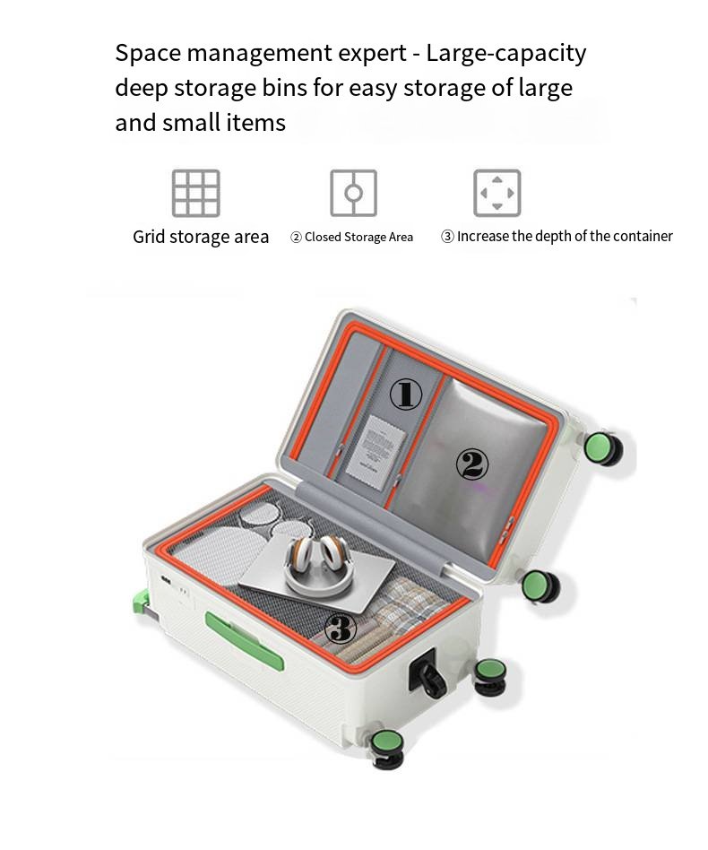 multi functional front opening business carry on suitcase, 28 inch large capacity combination lock, 360 degree rotating wheel travel case
