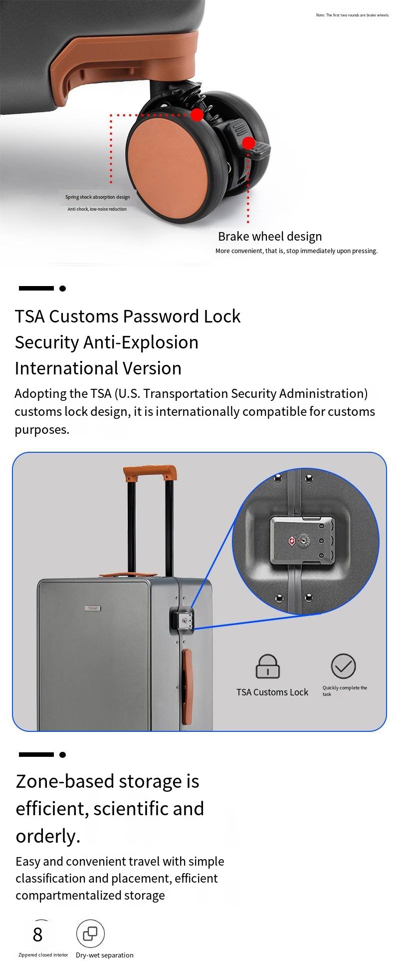 新款铝合金框架登机箱，电脑包，大容量拉杆箱，20英寸密码旋转轮旅行箱