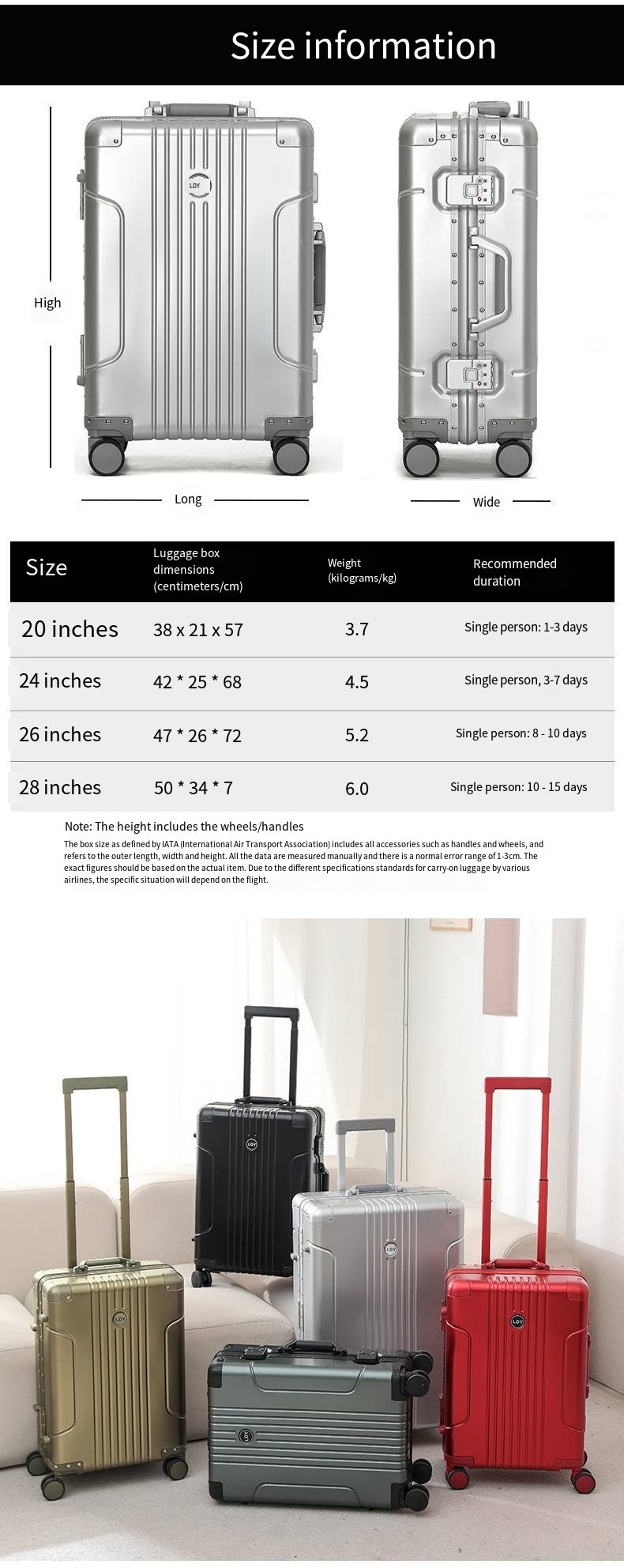 全铝镁合金拉杆箱、金属行李箱、20英寸登机箱、静音轮行李箱、密码行李箱