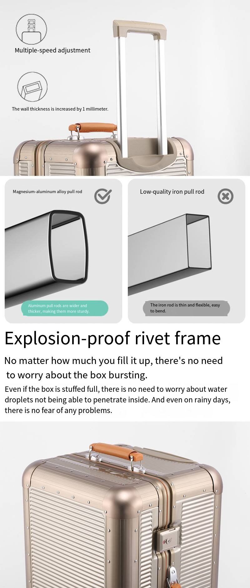 多功能拉杆，大容量20英寸箱箱，24英寸防震旅行包，28英寸