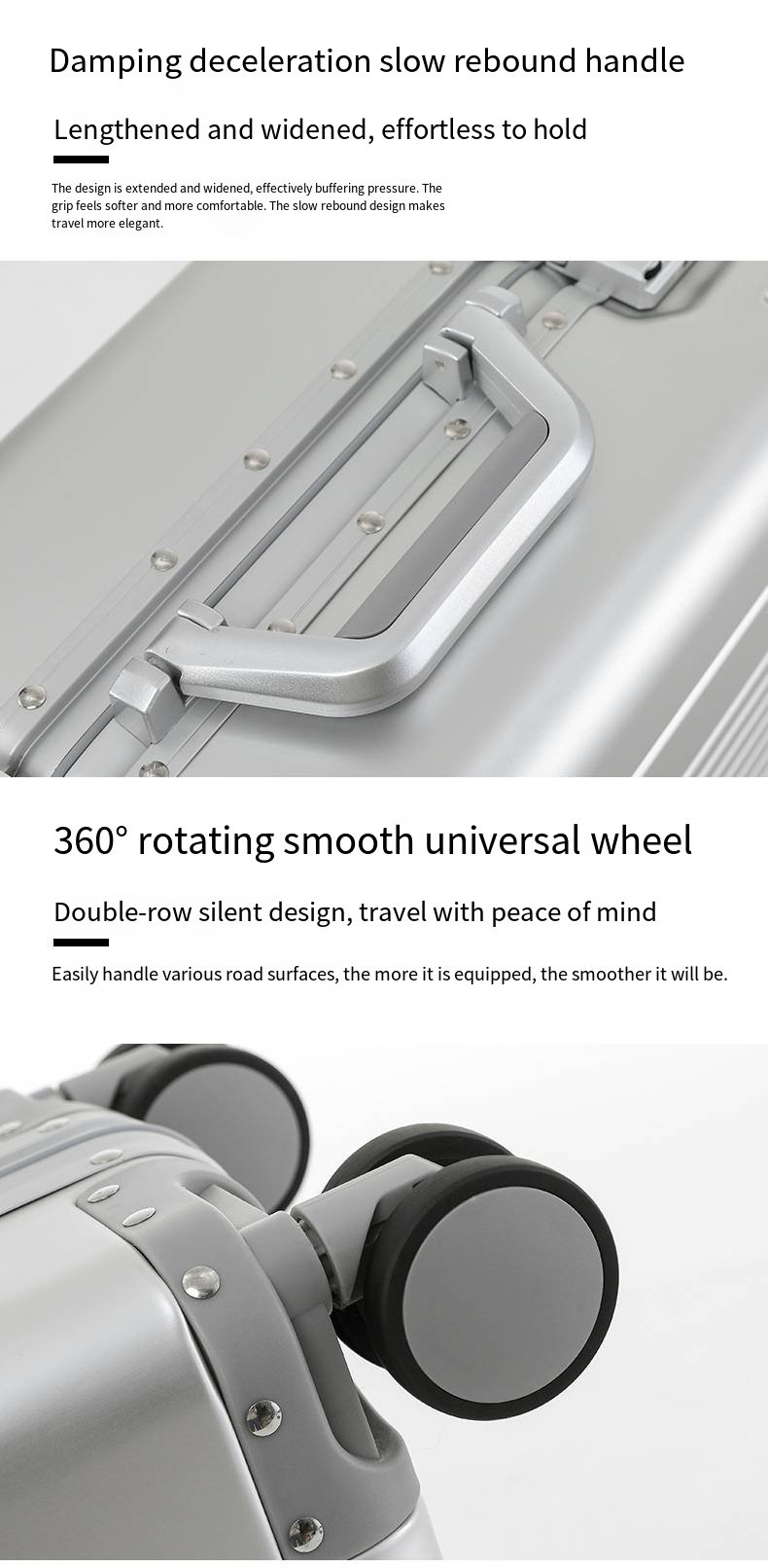 全铝镁合金拉杆箱、金属行李箱、20英寸登机箱、静音轮行李箱、密码行李箱