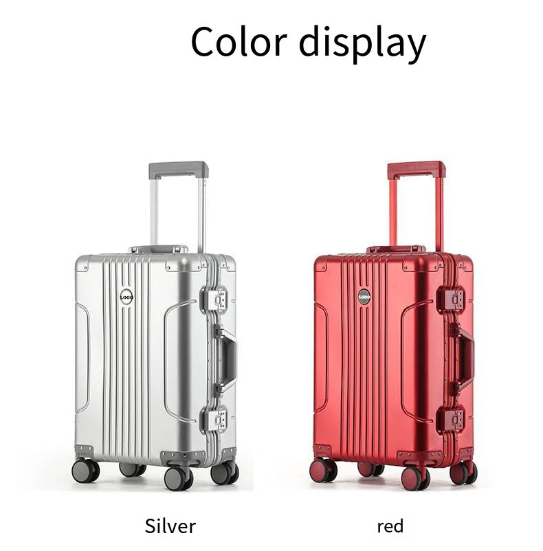 全铝镁合金拉杆箱、金属行李箱、20英寸登机箱、静音轮行李箱、密码行李箱
